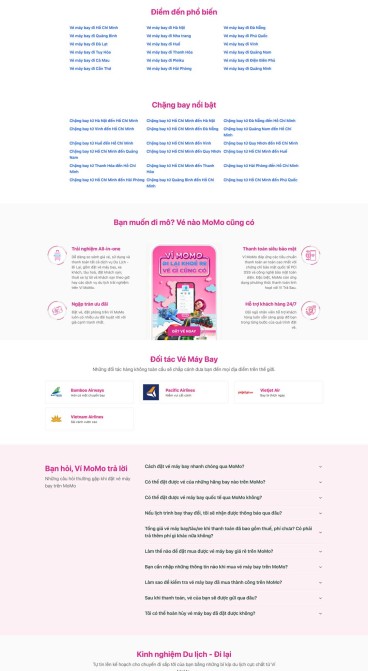 THIẾT KẾ WEBSITE ĐẶT VÉ MÁY BAY MOMO - BAY CÙNG MOMO