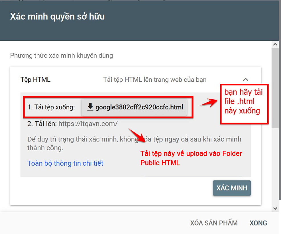 Tải về tệp và đưa lên Folder Public HTML của website