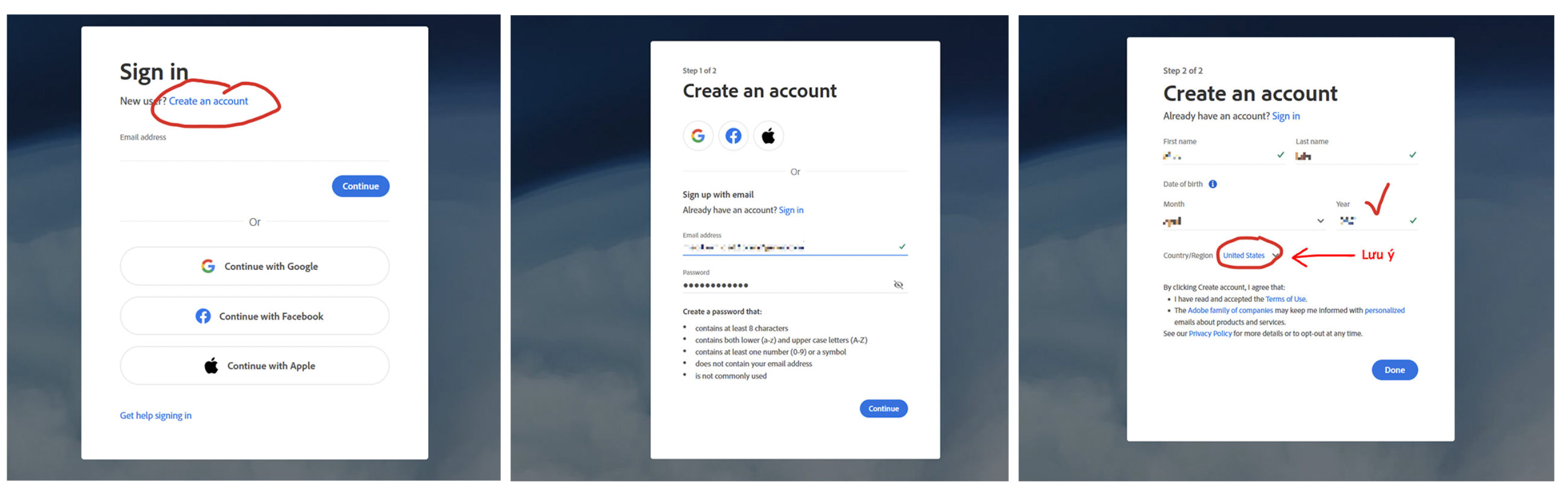 Hướng dẫn thao tác đăng ký tài khoản Adobe Creative Cloud