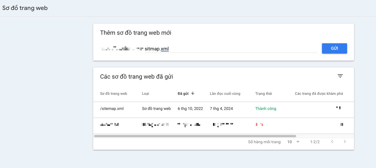Nhập vào /sitemap.xml