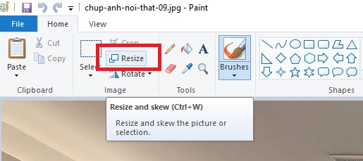 Chọn công cụ Resize