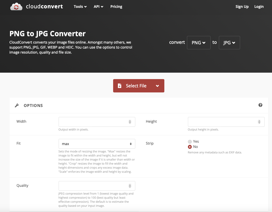 Trang chủ của Cloud Convert