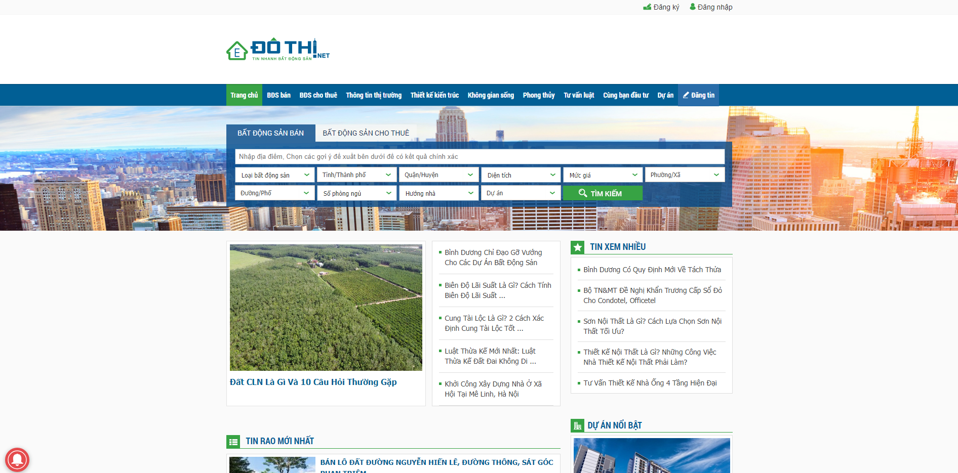 Dịch vụ thiết kế website Sàn giao dịch bất động sản dothi.net