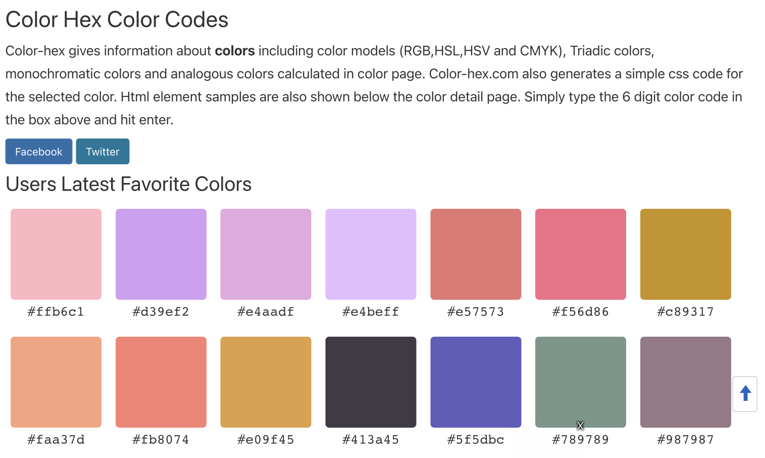Giao diện của website phối màu Color Hexa