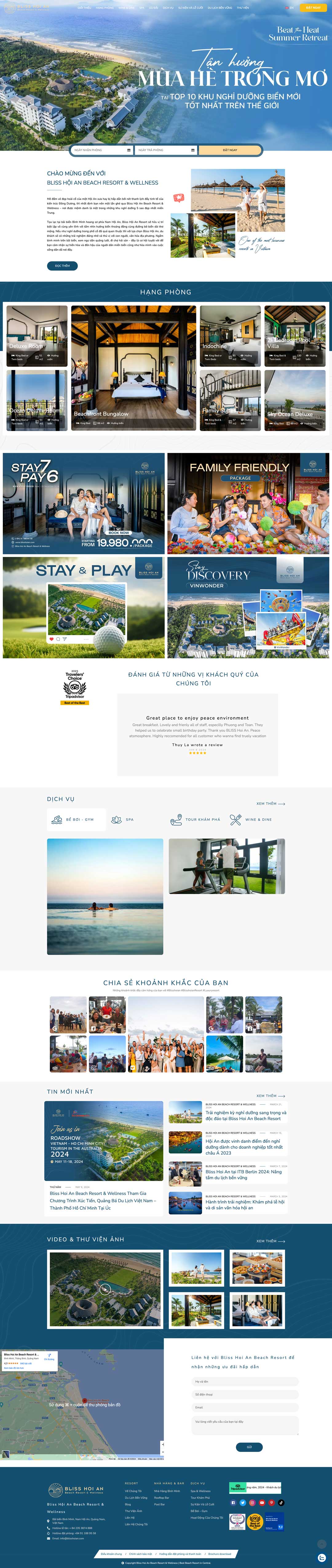 Thiết kế website du lịch Bliss Hoi An Beach Resort